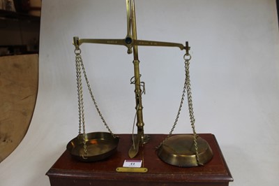 Lot 41 - A pair of mid-20th century brass beam scales,...