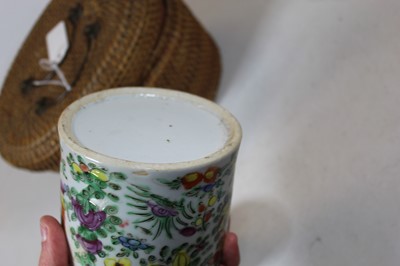 Lot 387 - A Chinese teapot, enamel decorated with birds...