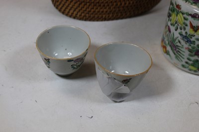 Lot 387 - A Chinese teapot, enamel decorated with birds...