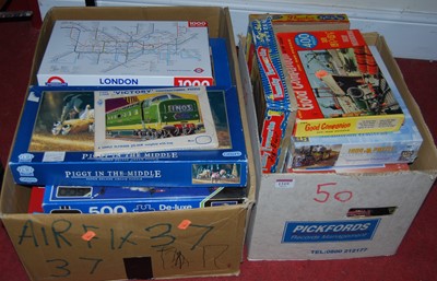 Lot 1319 - Two boxes of mixed jigsaw puzzles including...