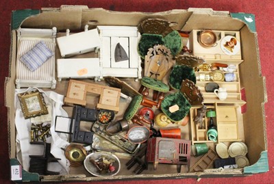 Lot 432 - A box of miscellaneous dolls house furniture...