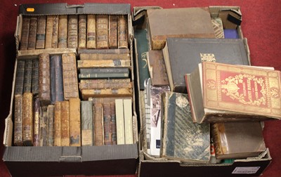 Lot 290 - Two boxes of miscellaneous leather bound books,...