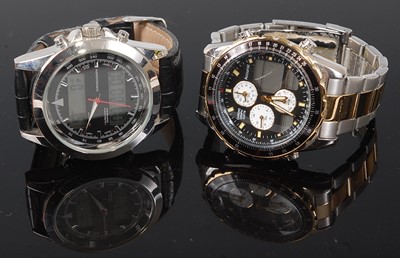 Lot 323 - Two gents steel cased quartz fashion watches