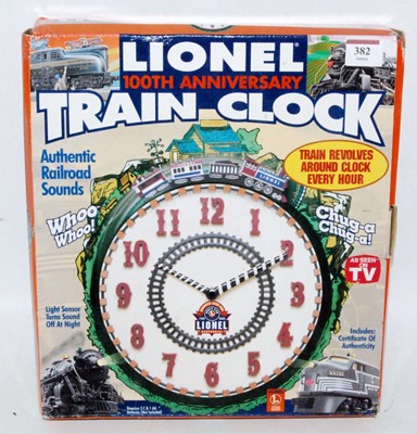 Lot 382 - A Lionel 100th Anniversary train wall clock...