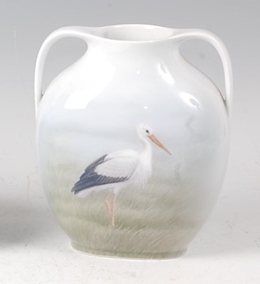 Lot 28 - A Royal Copenhagen twin handled porcelain vase,...
