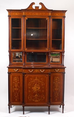 Lot 1444 - A Sheraton Revival fiddleback mahogany and...