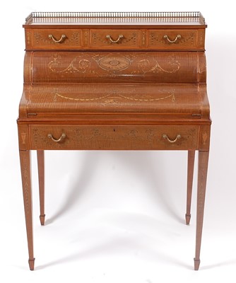 Lot 1445 - A Sheraton Revival fiddleback mahogany and...