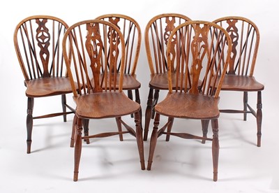 Lot 1378 - A set of four Victorian elm seat, ash and...