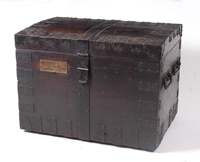 Lot 1385 - A Victorian ebonised oak and iron-bound fitted...