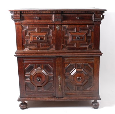 Lot 1404 - A Jacobean period and later geometric moulded...