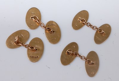 Lot 2538 - Two pairs of 9ct yellow gold double-ended...