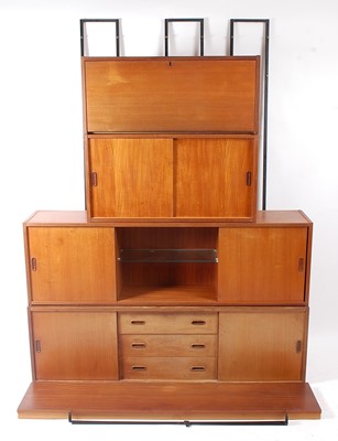 Lot 360 - A 1970s teak modular wall unit, comprising;...