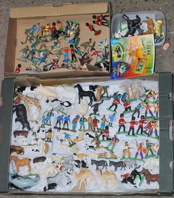 Lot 701 - Britains plastic figures, farm and military,...