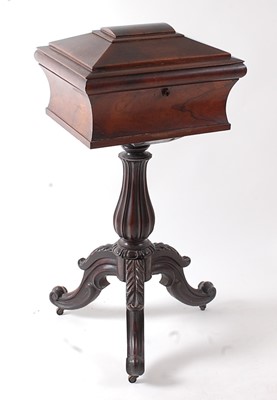 Lot 1405 - An early Victorian rosewood pedestal teapoy,...