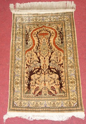 Lot 1366 - A Turkish silk Hereke Tree of Life prayer...