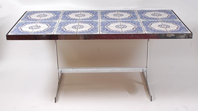 Lot 388 - A late 1960s chrome and tile inset centre...