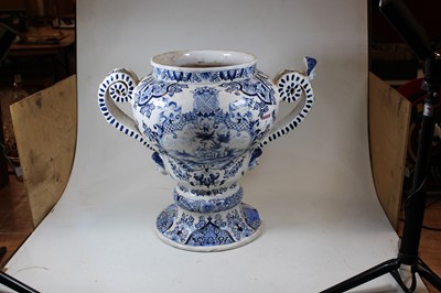 Lot 6 - A late 18th century Dutch Delft urn, of...