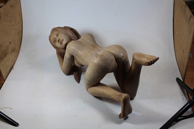 Lot 27 - An Eastern carved hardwood figure of a nude...