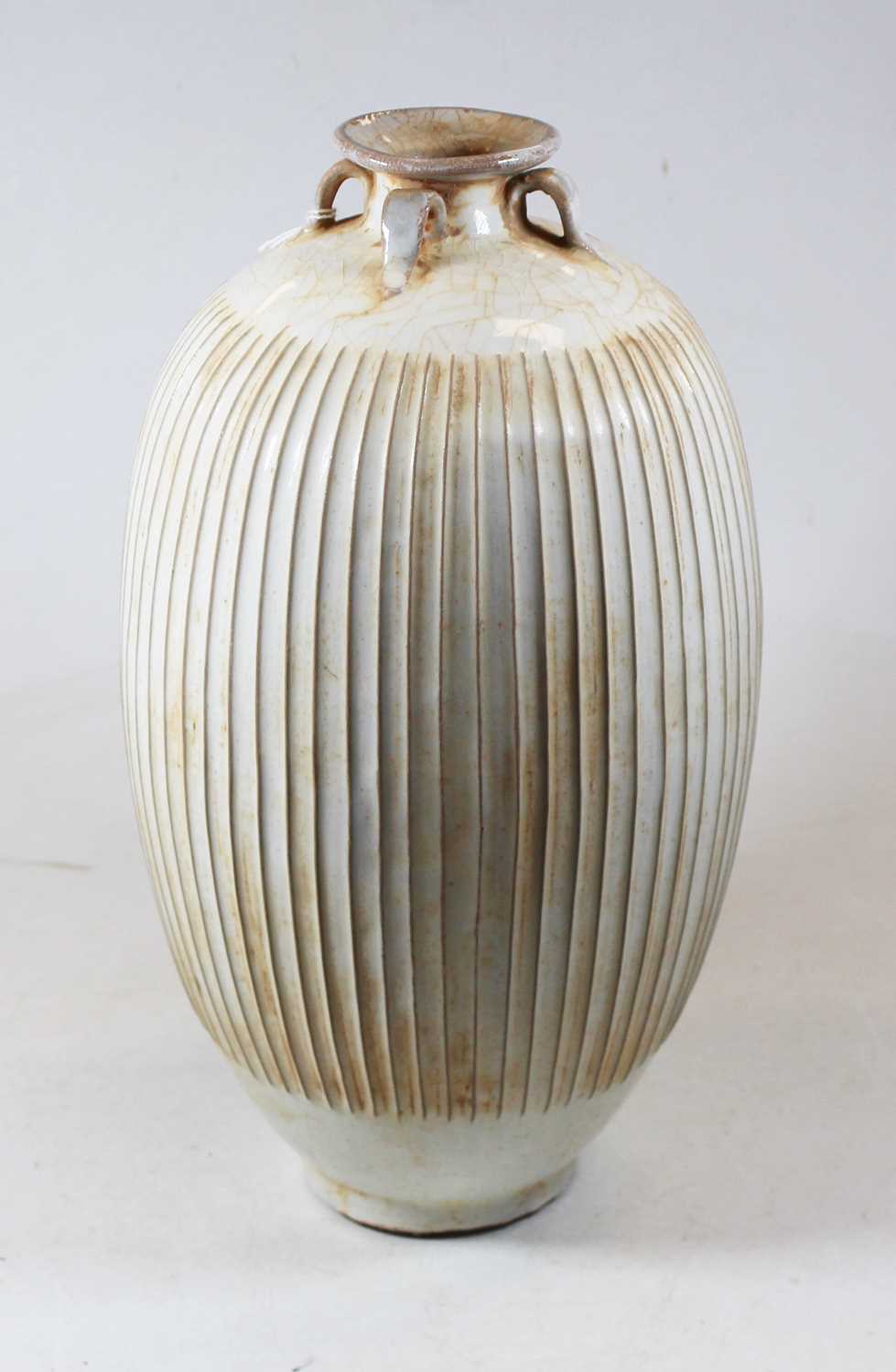 Lot 28 - A reproduction Chinese white crackle glazed...