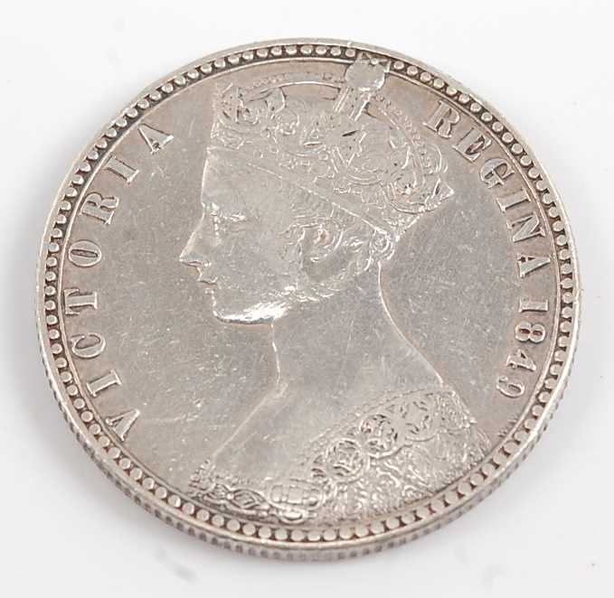 Lot 2118 - Great Britain, 1849 florin, Victoria Godless...