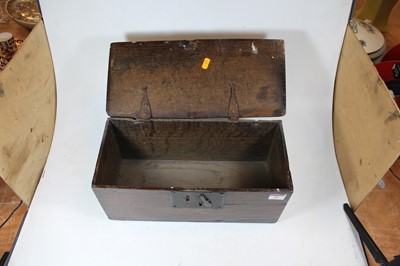 Lot 37 - A late 18th century oak candle box, with iron...