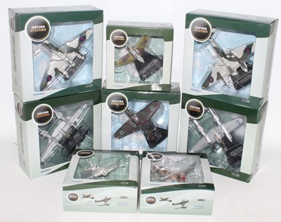 Lot 2246 - Oxford diecast 1:72nd scale aircraft x8, as...