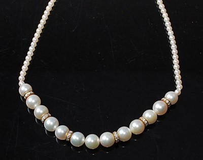 Lot 2545 - A single row cultured pearl necklace,...