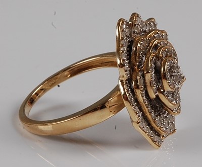 Lot 2556 - A 9ct yellow gold diamond cluster ring in the...