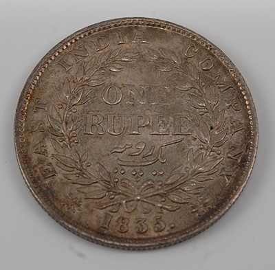 Lot 2108 - East India Company, 1835 one rupee, William...