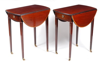 Lot 1417 - A pair of mahogany and satinwood crossbanded...