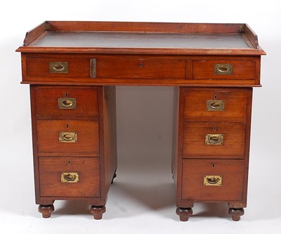 Lot 1426 - A Victorian padouk twin pedestal campaign desk,...