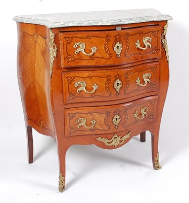 Lot 1397 - A French kingwood and marquetry inlaid bombe...
