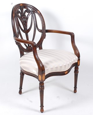 Lot 1450 - A mahogany and inlaid armchair, in the...