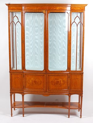 Lot 1463 - A satinwood and ebony inlaid china display...