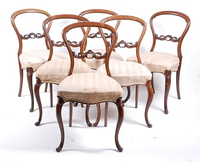 Lot 1407 - A set of six Victorian rosewood balloon back...