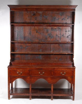 Lot 3363 - A George III oak dresser, having an associated...