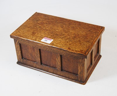 Lot 88 - A 20th century oak miniature coffer, with zinc...