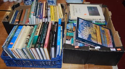 Lot 132 - Four boxes of fishing related books, to...