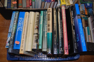 Lot 132 - Four boxes of fishing related books, to...