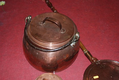 Lot 137 - A large 19th century copper range pan and...