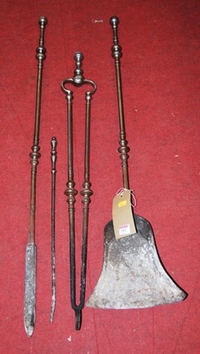 Lot 152 - A set of 19th century steel fire tools, to...
