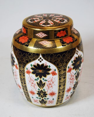 Lot 163 - A Royal Crown Derby vase and cover, of barrel...