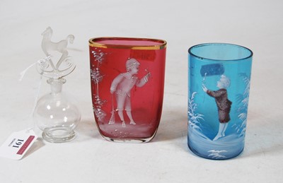 Lot 191 - A Victorian cranberry glass and Mary Gregory...