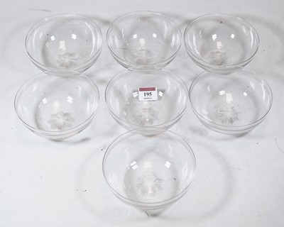Lot 195 - A set of seven etched and cut glass finger-bowls