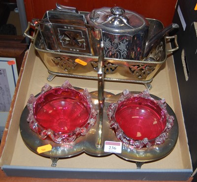 Lot 236 - Assorted plated wares, to include table...