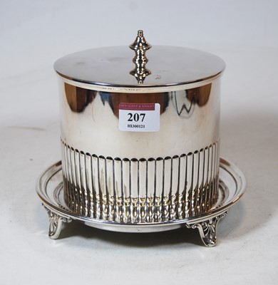 Lot 207 - An early 20th century silver plated biscuit...