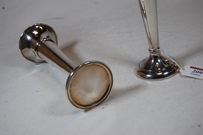 Lot 209 - A pair of sterling silver trumpet shaped spill...