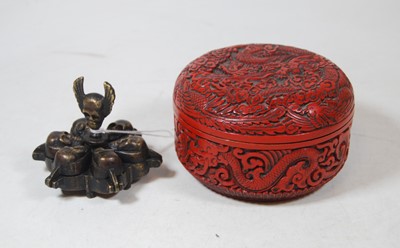 Lot 288 - A Chinese/Tibetan bronze spice container, the...