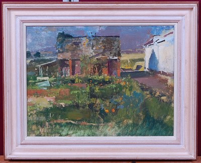 Lot 276 - Fred Cuming RA (b.1930) - Devon garden, oil on...