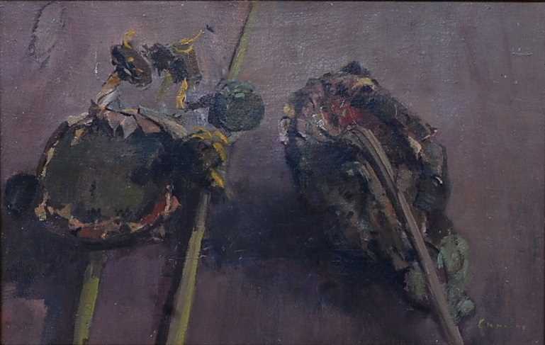 Lot 277 - Fred Cuming RA (b.1930) - Sunflowers, oil on...